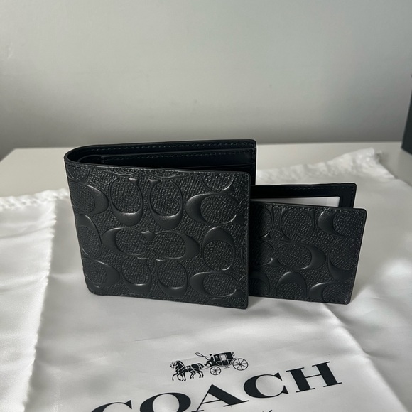 Coach Embossed Black Leather Wallet
